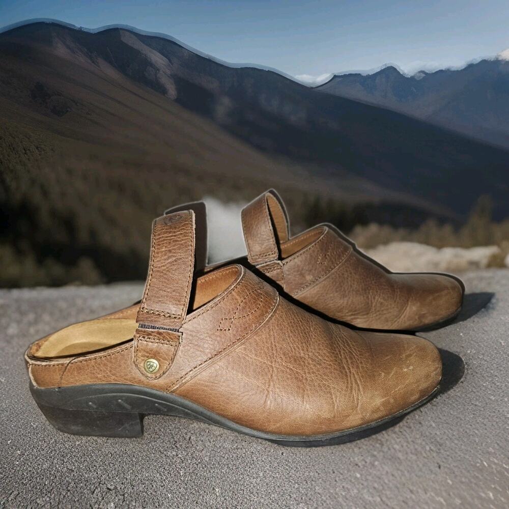Ariat Brown Leather ATS clog slip-on shoes Women's Size 11